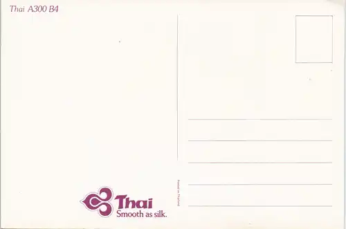 Ansichtskarte  Smooth as silk. Thai Thai A300 B4 Flugwesen - Flugzeuge 1993