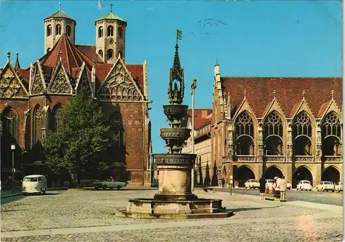 Braunschweig VW Bulli am Altstadtmarkt mit Rathaus u. Kirche 1969