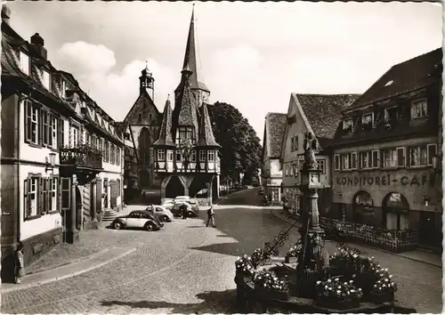 Ansichtskarte Michelstadt Marktplatz und Rathaus 1964