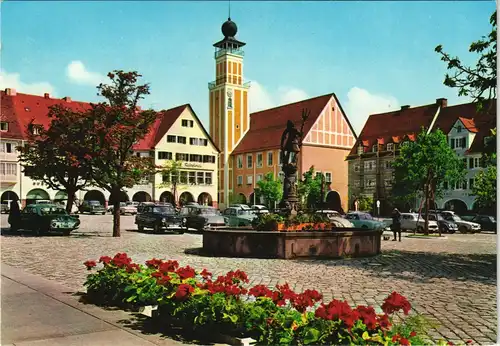 Ansichtskarte Freudenstadt Marktplatz mit Rathaus und Neptun-Brunnen 1970