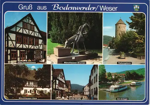 Ansichtskarte Bodenwerder Gruss-Aus-Mehrbildkarte mit 6 Ortsansichten 1993