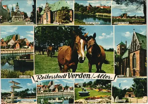 Ansichtskarte Verden (Aller) Mehrbild-AK Ortsansichten & Pferde 1972