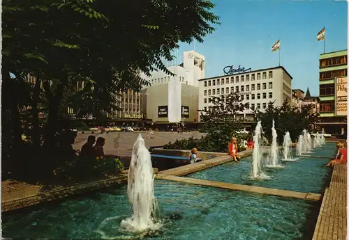 Ansichtskarte Essen (Ruhr) Kennedyplatz, Wasserspiele Springbrunnen 1975