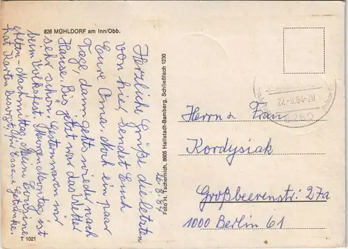 Ansichtskarte Mühldorf am Inn MB: Stadt, Neubauten, Straßen 1984