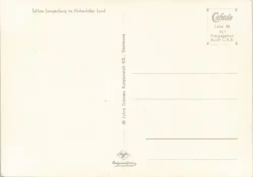 Ansichtskarte Langenburg Schloss Langenburg im Hohenloher Land 1955/1988