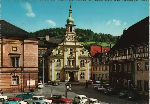 Ansichtskarte Kulmbach Rathaus, Autos Auto Parkplatz 1970