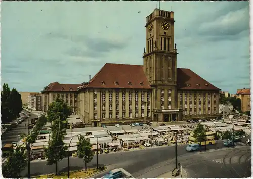 Ansichtskarte Schöneberg-Berlin Rathaus davor Markt-Treiben 1973
