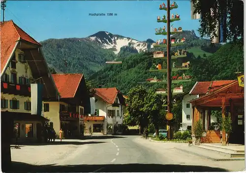 Ansichtskarte Grassau Ortsmitte mit Blick zur Hochplatte 1970
