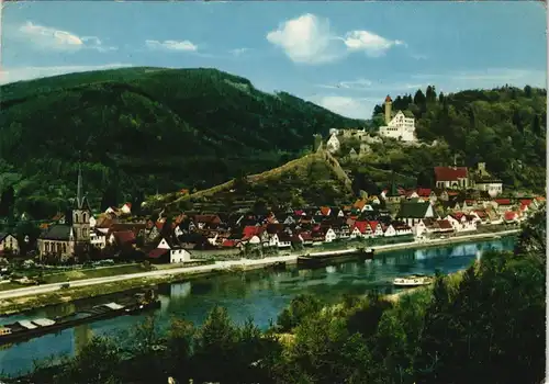Hirschhorn (Neckar) Panorama-Ansicht Blick zum Schloss Hotel auf der Burg 1970