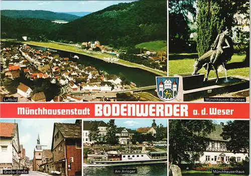 Bodenwerder Mehrbild-AK Ortsansichten, Straßen, Anleger, Münchhausen 1976