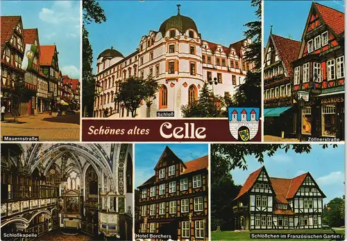 Celle Mehrbildkarte Stadtteilansichten Mauernstraße Schloss Hotel Borchers 1991
