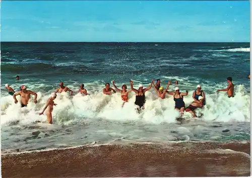 Ansichtskarte Sylt Nordseeinsel Ferieninsel Baden in der Brandung 1980