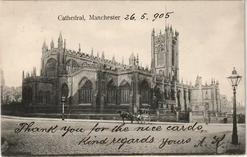 Manchester Cathedral (Kathedrale) Strassen Partie, Street View 1905