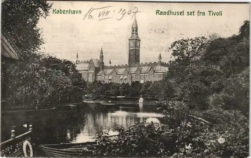 Kopenhagen København Raadhuset set fra Tivoli, Rathaus, Town Hall 1910