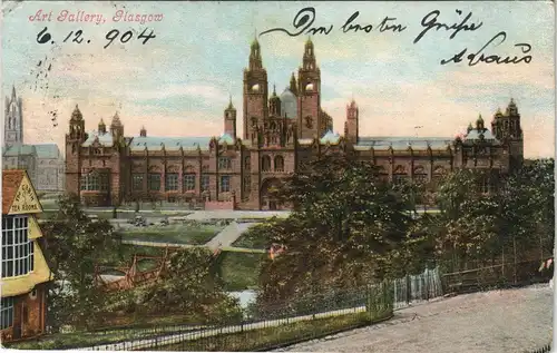 Postcard Glasgow Panorama-Ansicht Kunst-Akademie, Art Gallery 1904