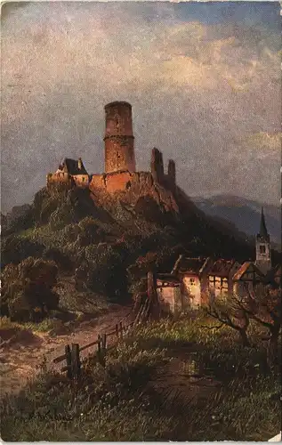 Bad Godesberg-Bonn Godesburg Künstlerkarte, Old Castle View 1911