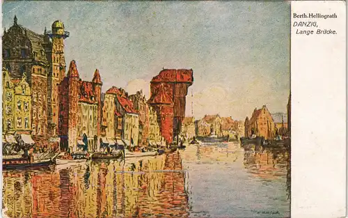 Danzig Gdańsk/Gduńsk Długie Pobrzeze (Lange Brücke) Künstlerkarte 1930