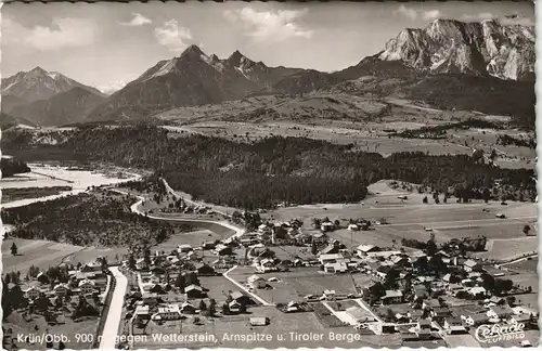 Krün Panorama Blick Wetterstein, Arnspitze u. Tiroler Berge 1954