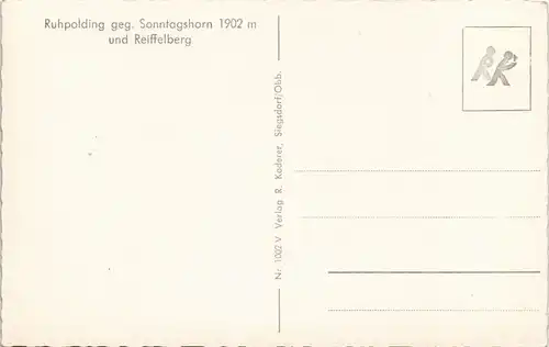 Ansichtskarte Ruhpolding Panorama mit Sonntagshorn und Reiffelberg 1960