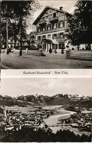 Ansichtskarte Bad Tölz Kurhotel Kaiserhof & Ortspanorama 1955