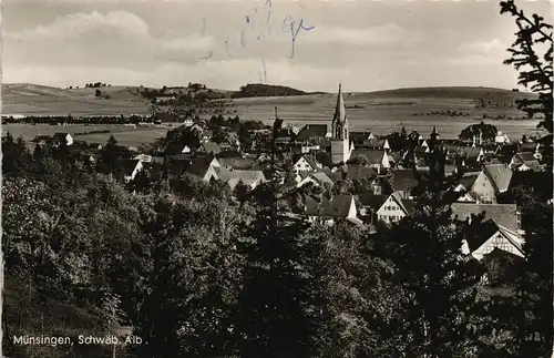 Ansichtskarte Münsingen (Württemberg) Panorama-Ansicht Schwäb. Alb 1957