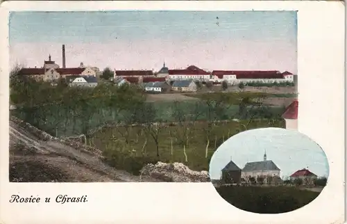 Postcard Rosice u Chrasti (bei Chrudim) 2 Bild: Stadt und Straße 1911