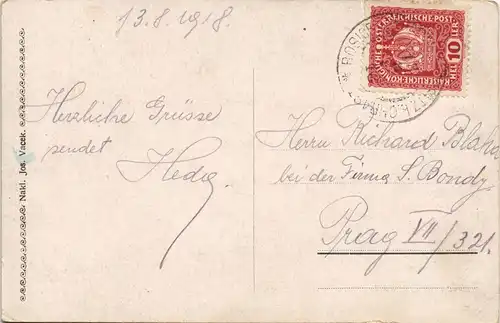 Postcard Rosice u Chrasti (bei Chrudim) 2 Bild: Stadt und Straße 1911