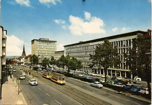 Kassel Cassel Ständeplatz, Auto Tram Verkehr, Mercedes Auto 1981