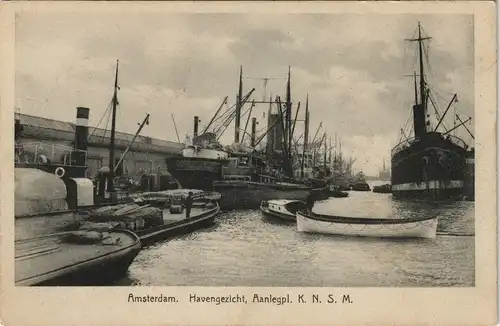 Amsterdam Amsterdam Hafen Harbour Havengezicht, Aanlegpl. K.N.S.M. 1920