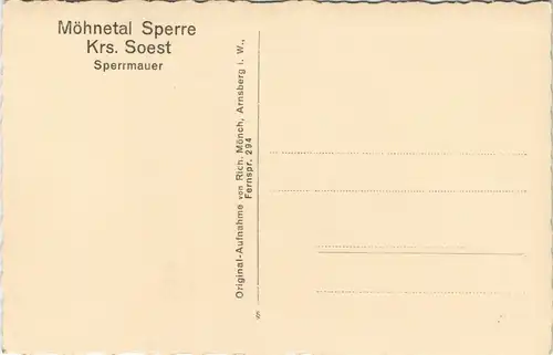 Ansichtskarte Soest Sperrmauer Möhnetalsperre 1950