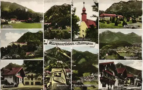 Marquartstein Mehrbild-AK Chiemgau Ortspartie Brücke, Erholungsheim uvm. 1960