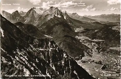 Ansichtskarte Mittenwald Umlandansicht Wegpartie zur Karwendelspitze 1959