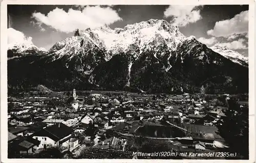 Ansichtskarte Mittenwald Panorama mit Karwendel (2385m) Alpen Berge 1950