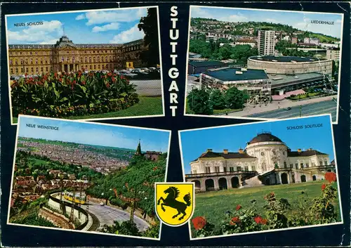 Stuttgart Stadtteilansichten Mehrbild-AK ua. Schloss, Liederhalle uvm. 1976