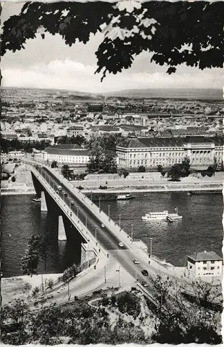 Ansichtskarte Koblenz Panorama-Ansicht, Rhein-Brücke, Schloss 1956