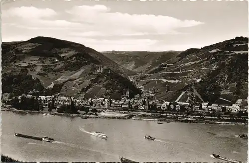 Ansichtskarte Bacharach Panorama Rhein Blick zur Jugendburg Stahleck 1960