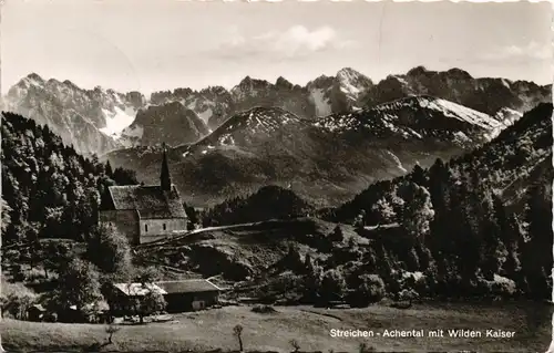 Ansichtskarte .Bayern Streichen - Achental mit Wilden Kaiser 1962