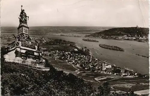 Rüdesheim (Rhein) National-Denkmal Niederwald Rhein Rochusberg Panorama 1959