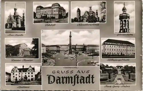 Darmstadt Stadtteilansichten u.a. Theater, Schloss, Glockenturm uvm. 1962