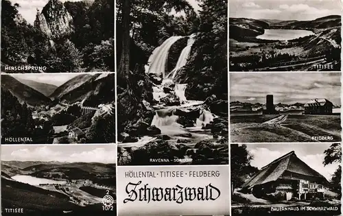 Schwarzwald (Mittelgebirge) Höllental Feldberg Titisee Mehrbild-AK 1957