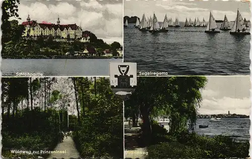 Plön Mehrbild-AK Segel-Regatta, Schloss, Waldweg, Strandweg 1961