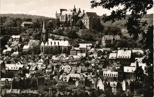 Ansichtskarte Marburg an der Lahn Panorama-Ansicht Blick zum Schloss 1960