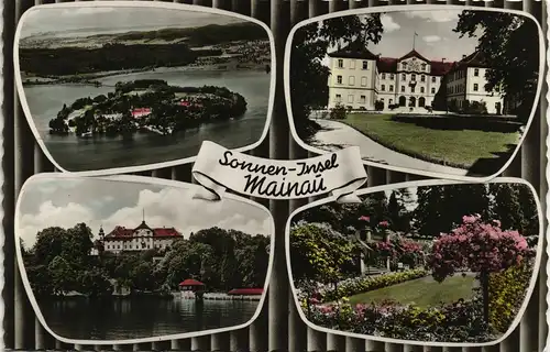 Ansichtskarte Konstanz Sonnen-Insel Mainau 4 Ansichten Mehrbildkarte 1960