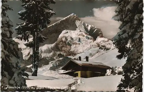 .Bayern Kreuzaļm (1600 m) gegen Alpspitze, bayerische Alpen 1960