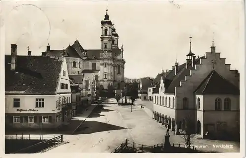 Ansichtskarte Ottobeuren Marktplatz Strassen Ansicht 1930