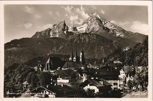 Ansichtskarte Berchtesgaden Panorama Ort und Alpen Berg 1950