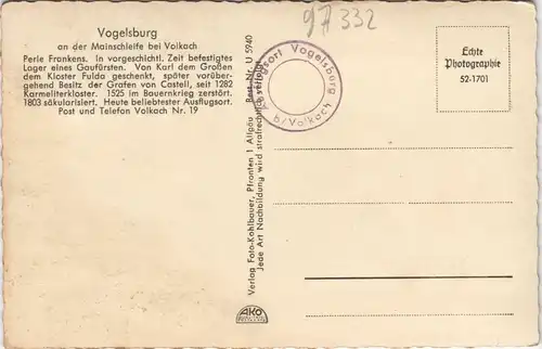 Volkach Mehrbild-AK Vogelsburg, Weingut, Escherndorf, Weinberge uvm. 1950