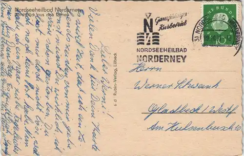 Ansichtskarte Norderney Strand Dünen Landschaft Nordsee 1961