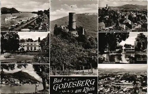 Bad Godesberg-Bonn Mehrbild-AK mit Stadthalle, Petersberg, Kurhaus uvm. 1958