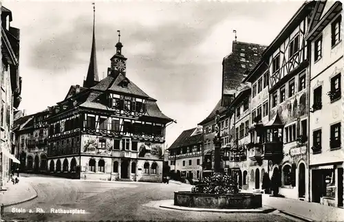 Ansichtskarte Stein am Rhein Rathaus Rathausplatz 1960